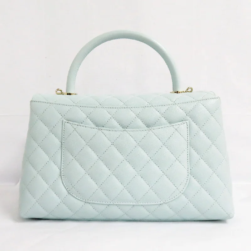 Chanel Quilted Leather Shoulder Bag for FashionistasCHANEL CHANEL Coco Handle 29 Top Handle Flap Bag  A92991 Caviar S Light Blue G   Water Color Handbag Shoulder Bag   Wade