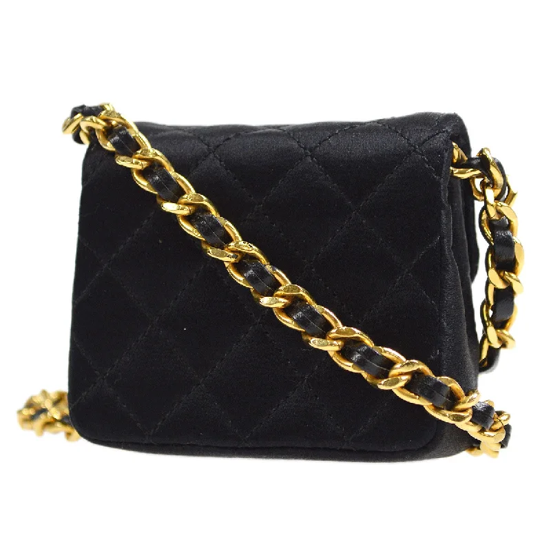 Chanel Chain Strap Handbag for Everyday UseCHANEL Classic Flap Micro Black Satin 55238