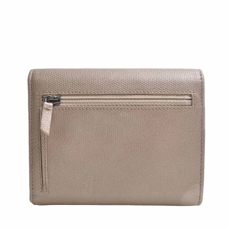 Chanel Vintage Inspired Handbag for Retro LoversCHANEL Leather Coco Button Trifold Wallet Beige Ladies