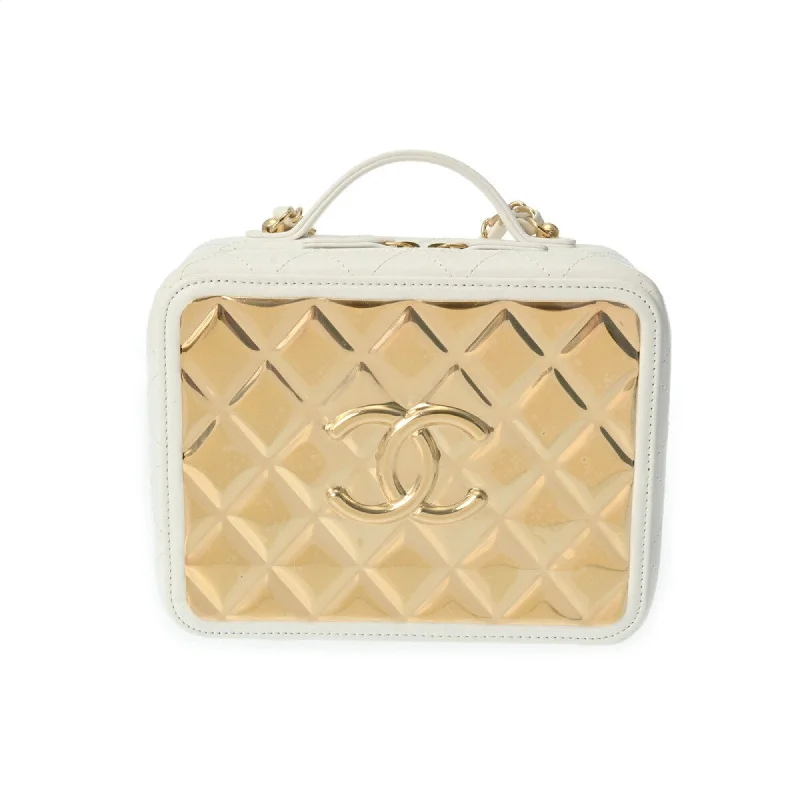 Chanel Limited Edition Handbag for CollectorsCHANEL Chanel Matelasse Vanity Chain Shoulder Plate White Women's Lambskin GP Bag