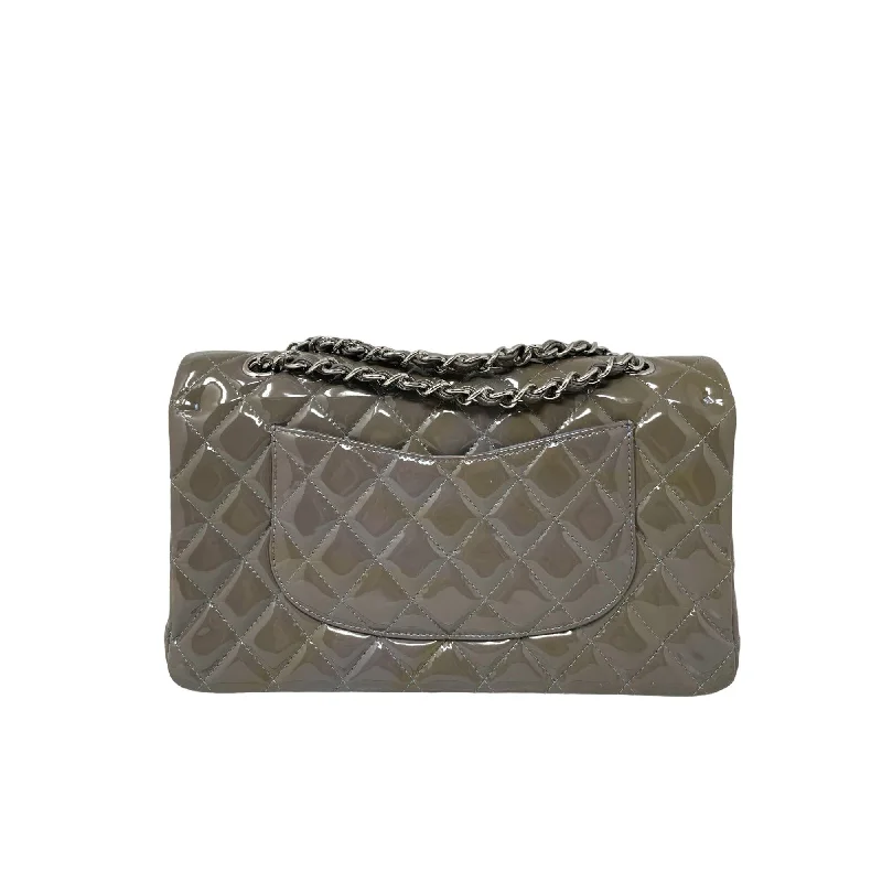 Chanel Handbag with Adjustable Strap for ComfortCHANEL Chanel Classic Patent Medium Double Flap Bag - Grey