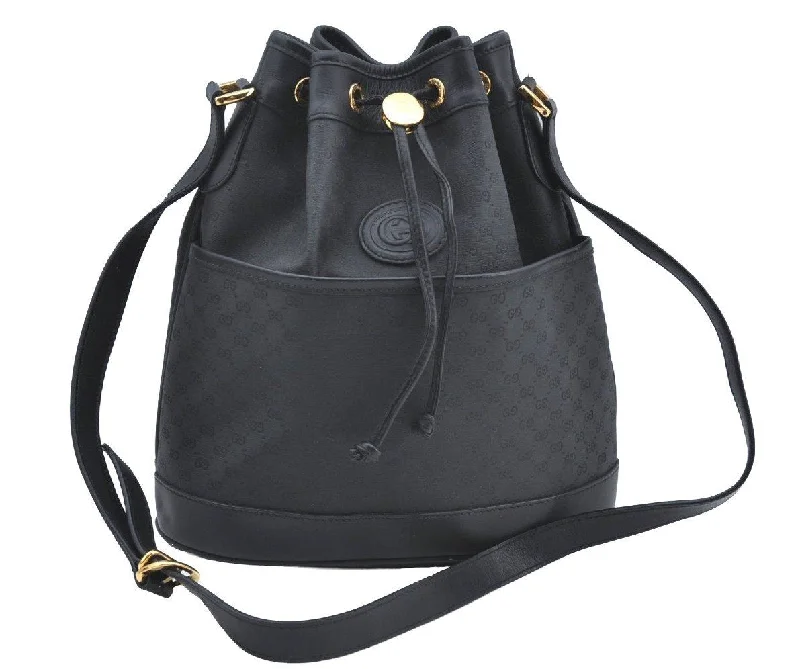 Women Gucci Sylvie bags with a monogram - embossed leatherAuthentic GUCCI Micro GG PVC Leather Shoulder Cross Body Bag Purse Black 1350H