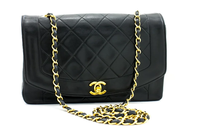 Chanel Medium Tote Bag for Office LadiesCHANEL Diana Flap Chain Shoulder Bag Black Quilted Lambskin Purse