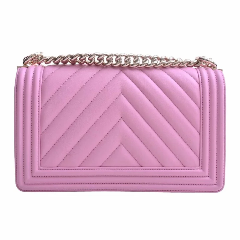 Chanel New Arrival Handbag with Gold HardwareCHANEL Lambskin Boy Coco Mark Chain Shoulder Bag Pink Ladies