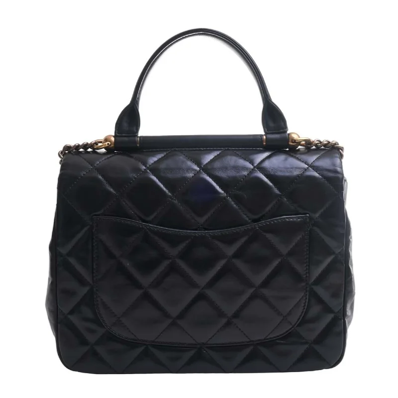 Chanel Classic Flap Bag for Evening PartyCHANEL Leather Matelasse Coco Mark Chain Shoulder Bag Black Ladies