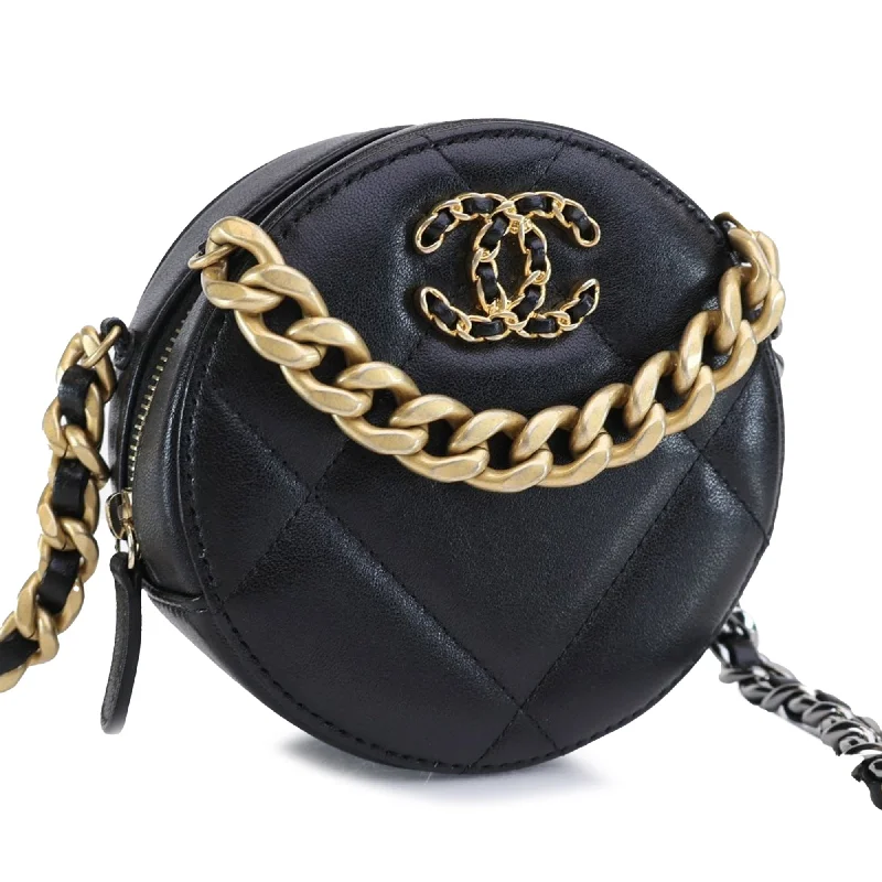 Chanel Black Handbag for Business MeetingsCHANEL Lambskin 19 Round Clutch with Chain Satchel