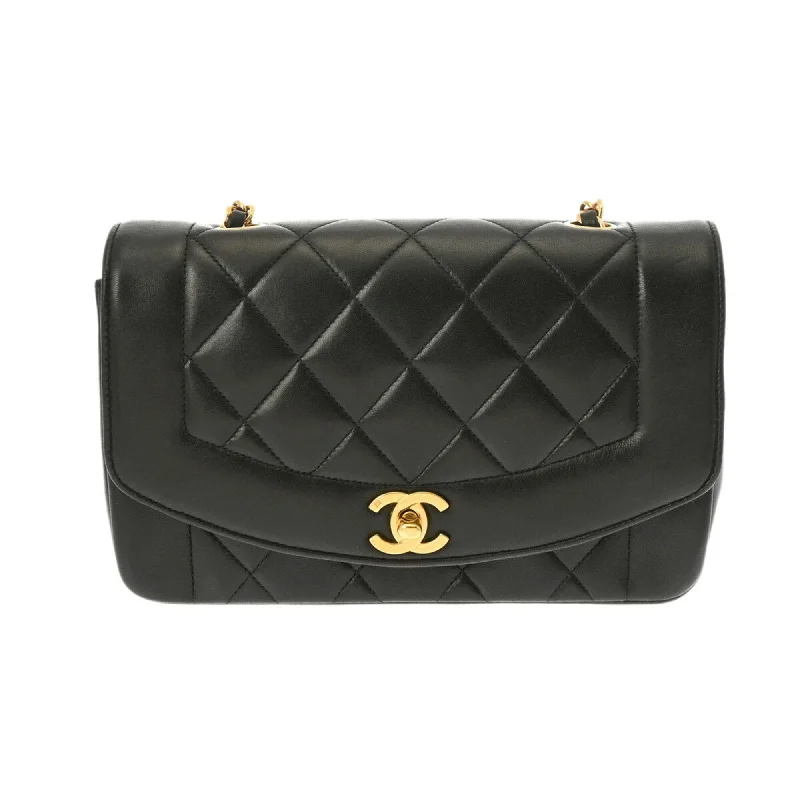 Chanel Medium Tote Bag for Office LadiesCHANEL Chanel Matelasse Diana 22cm Chain Shoulder Black Women's Lambskin Bag