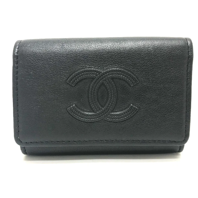 Chanel Handbag with Adjustable Strap for ComfortChanel CC Mark Key Case Key Case Black GoldHardware