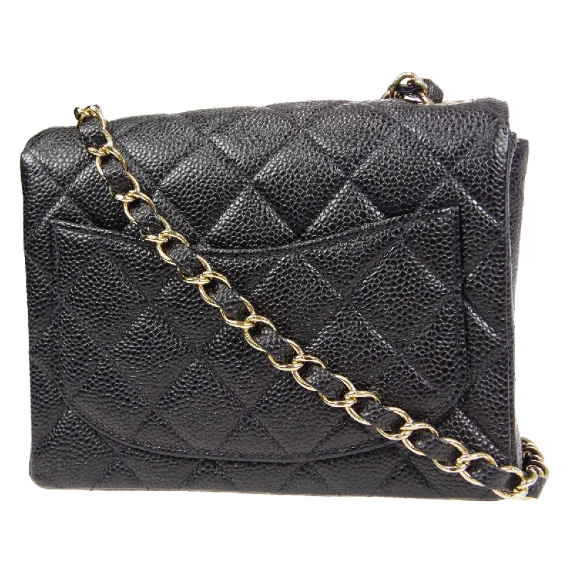 Chanel Luxury Handbag for High - End EventsCHANEL Classic Flap Mini Square Chain Shoulder Bag Black Caviar 88000