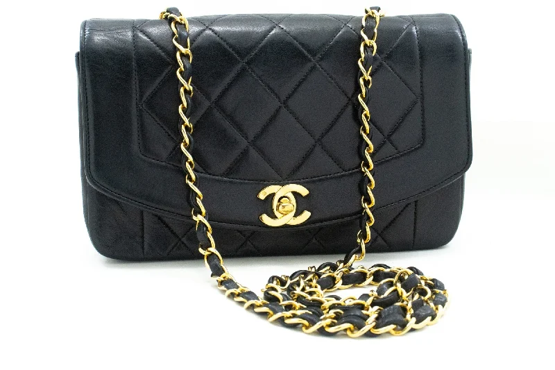 Chanel New Arrival Handbag with Gold HardwareCHANEL Diana Flap Chain Shoulder Bag Black Quilted Lambskin Purse