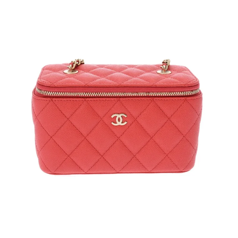 Chanel Lightweight Handbag for Daily ErrandsCHANEL Chanel Matelasse Chain Vanity Pink Orange AP1341 Women's Caviar Skin Shoulder Bag