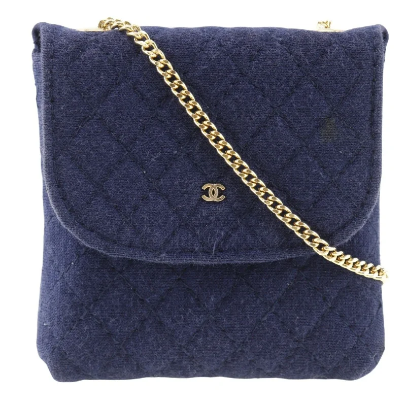 Chanel Small Crossbody Bag for TravelCHANEL Chanel Chain Pouch Women's Cotton Navy