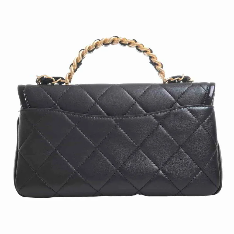 Chanel Designer Handbag with Unique DesignChanel lambskin matelasse chain shoulder bag black