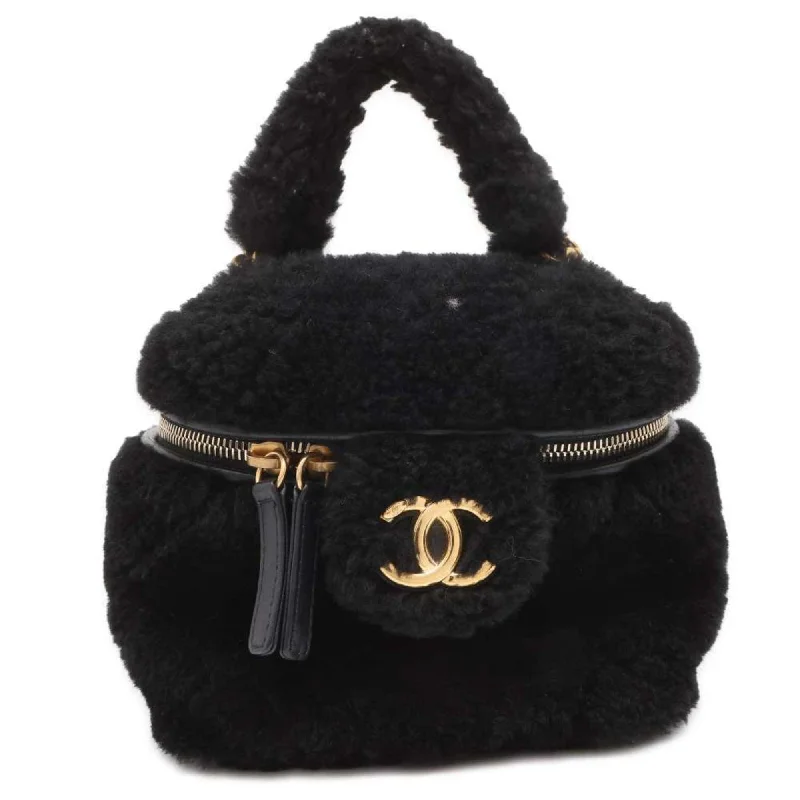 Chanel New Arrival Handbag with Gold HardwareChanel Chain Shoulder Bag Vanity Coco Mark Shearling AS3357 CHANEL 2way Black