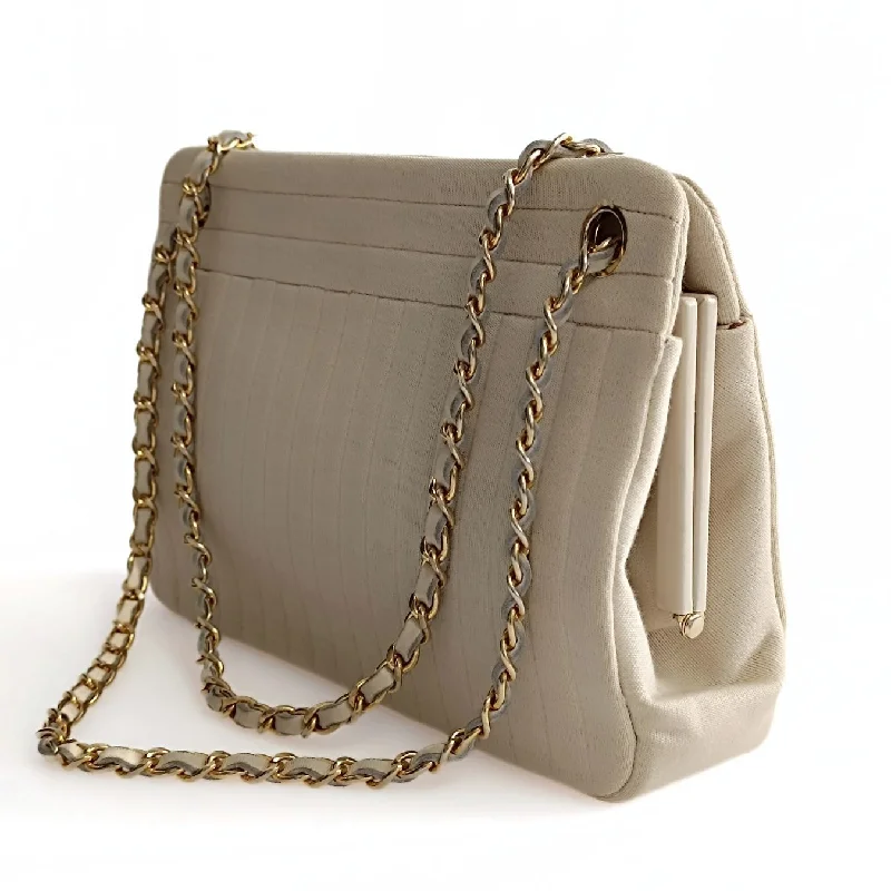 Chanel Luxury Handbag for High - End EventsCHANEL Chanel Chanel vintage shoulder bag in beige cotton