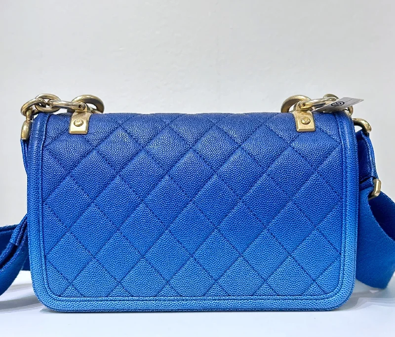 Chanel Luxury Handbag for High - End EventsCHANEL Caviar Quilted Small Sunset On The Sea Flap Blue