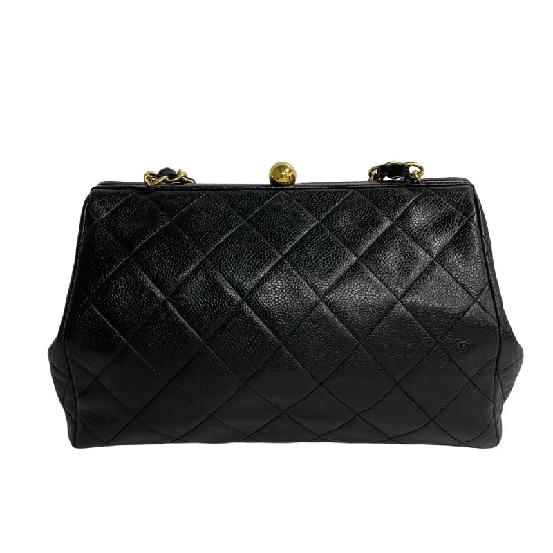 Chanel Designer Handbag with Unique DesignCHANEL Chanel Matelasse Caviar Skin Chain Shoulder Bag Handbag Black 121-7