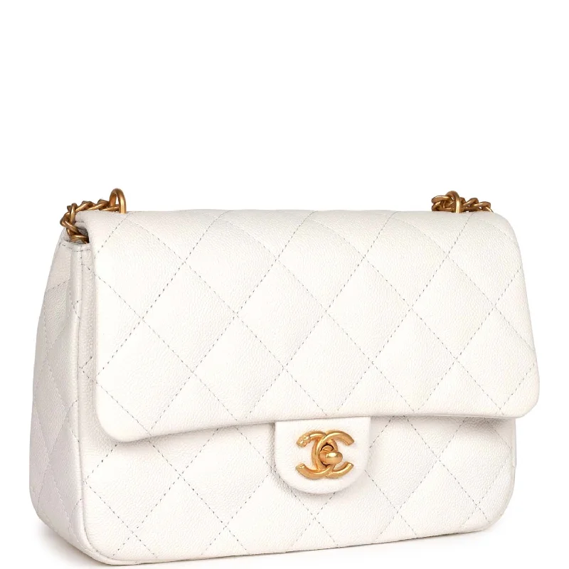 Chanel New Arrival Handbag with Gold HardwareChanel Large Single Flap White Caviar Leather Antique Gold Hardware