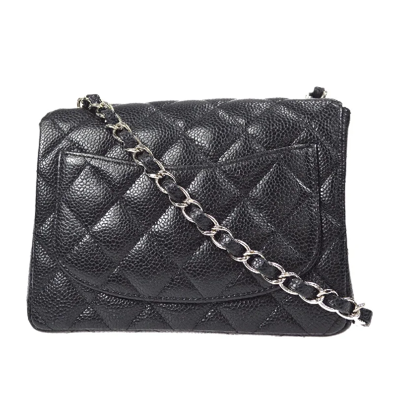 Chanel Quilted Leather Shoulder Bag for FashionistasCHANEL Classic Flap Mini Square Chain Shoulder Bag Black Caviar 58017