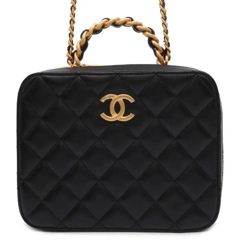 Chanel New Arrival Handbag with Gold HardwareChanel Chain Shoulder Bag Coco Mark Matelasse Vanity Lambskin AS3319 Black