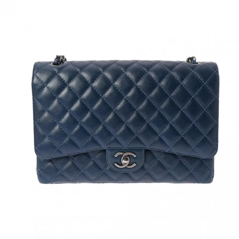 Chanel Lightweight Handbag for Daily ErrandsCHANEL Chanel Matelasse W-Flap Chain Shoulder Bag 33cm Blue A58601 Women's Caviar Skin