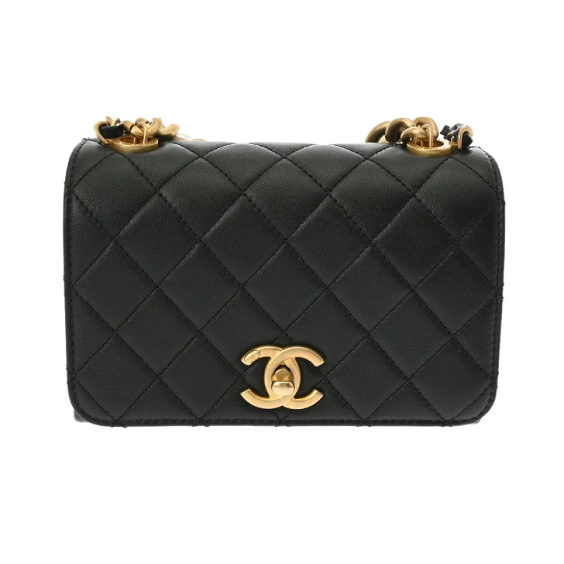 Chanel Colorful Handbag for Spring OutfitsCHANEL Chanel Matelasse Chain Shoulder 18cm Black AS2638 Unisex Calfskin Bag