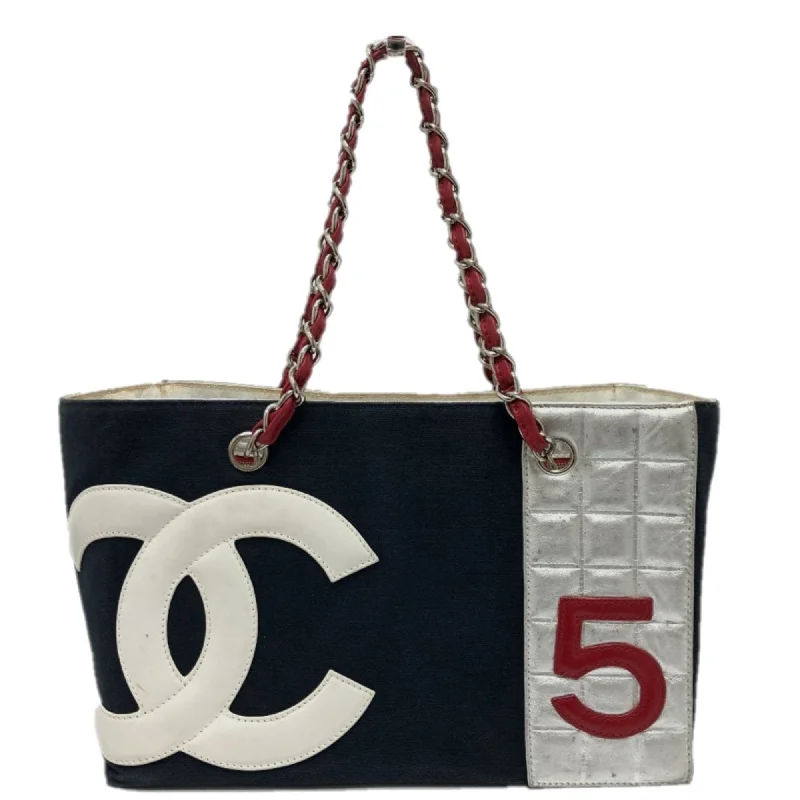 Chanel Medium Tote Bag for Office LadiesChanel Chain Tote Bag Navy Silver