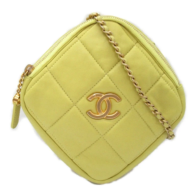 Chanel Designer Handbag with Unique DesignCHANEL Chain Shoulder Bag, Lambskin (Sheepskin), Women's, Yellow