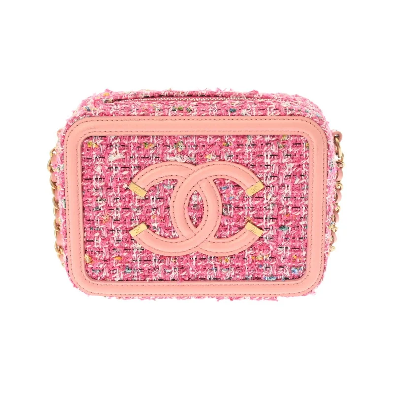 Chanel Luxury Handbag for High - End EventsCHANEL Chanel CC Figley Chain Shoulder Pink A84452 Women's Tweed Bag