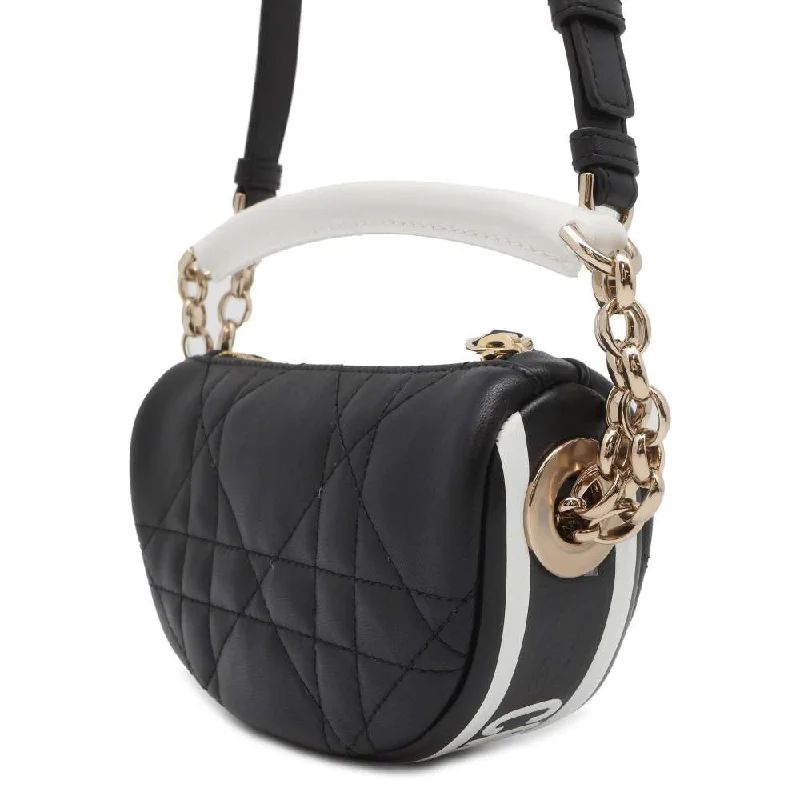 Christian Dior crossbody bags with a front - flap pocket for easy accessDior Vibe Hobo Bag Black/White S7200ONOA Lambskin Size micro