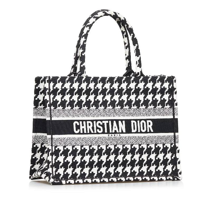 Christian Dior bags with a zip - top closure and multiple compartmentsDior Book Tote Medium Bicolor Houndstooth Canvas