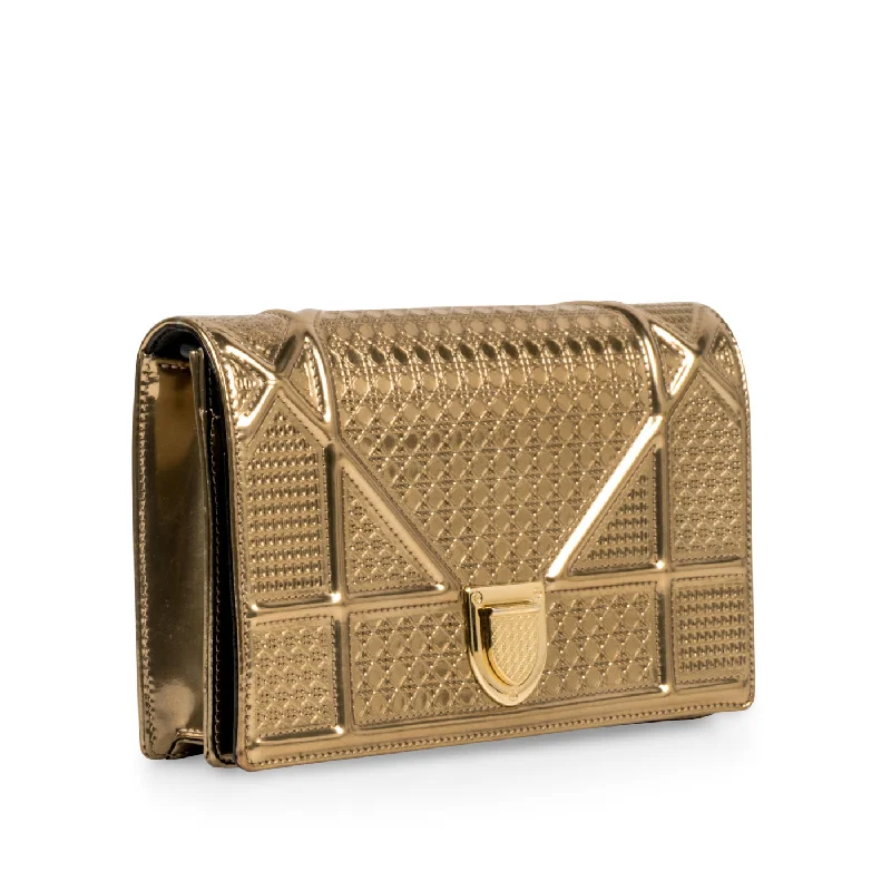 Christian Dior bags with a side - pocket for holding a water bottleDiorama Woc - Gold Cannage