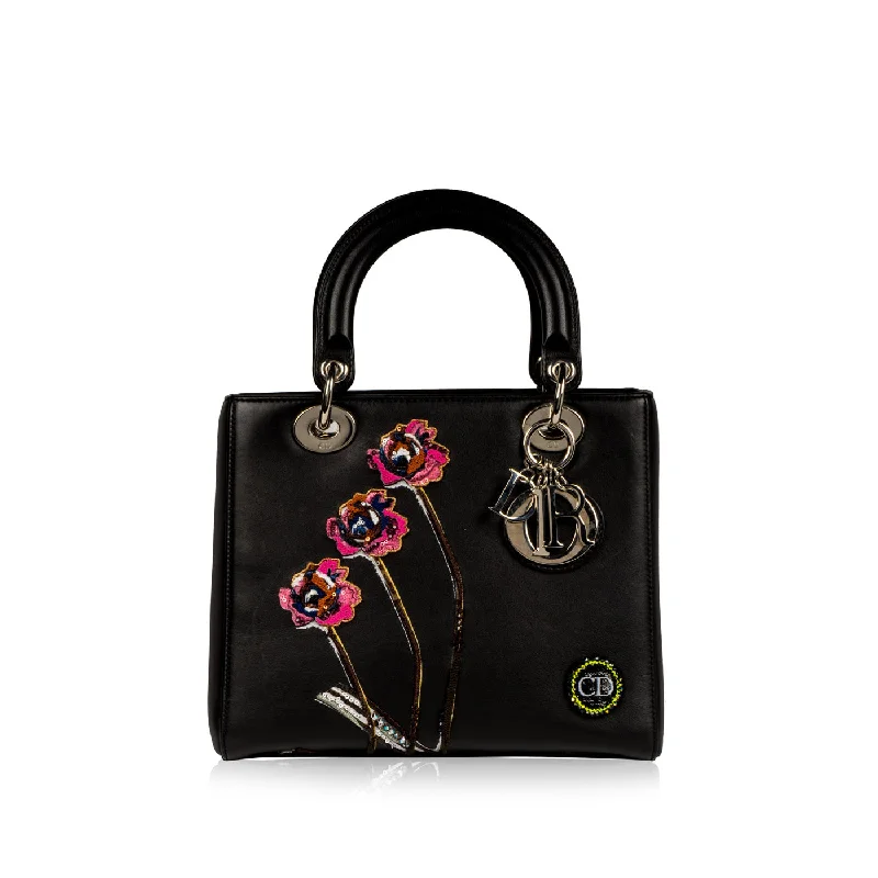 Christian Dior tote bags with a printed Dior logo on the frontLady Dior - Limited Edition Floral