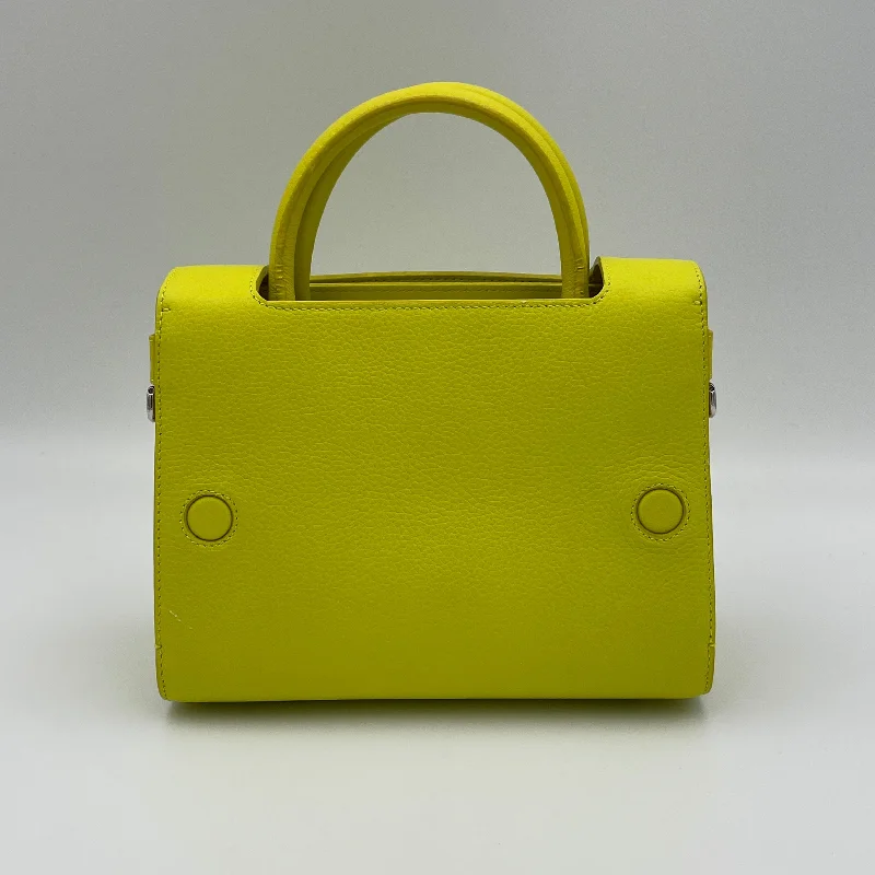 Christian Dior bags with a zip - top closure and multiple compartmentsDiorever Mini Yellow Top Handle Bag in Calfskin, Silver hardware