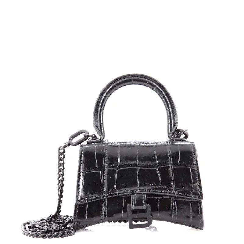 Contemporary Christian Dior handbags with a unique shapeHourglass Top Handle Bag Crocodile Embossed Leather Mini