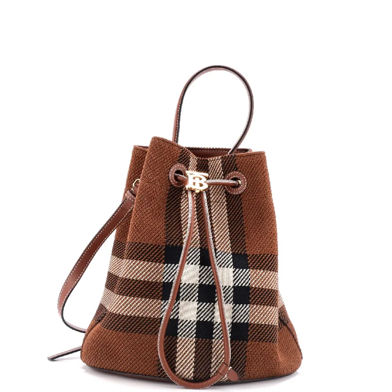 Trendsetting Christian Dior crossbody bags with a colorful strapTB Drawstring Bucket Bag Check Knitted Fabric Small