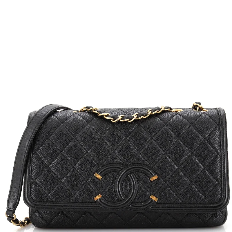 Luxury Christian Dior crossbody bags with a chain - link strapFiligree Flap Bag Quilted Caviar Medium