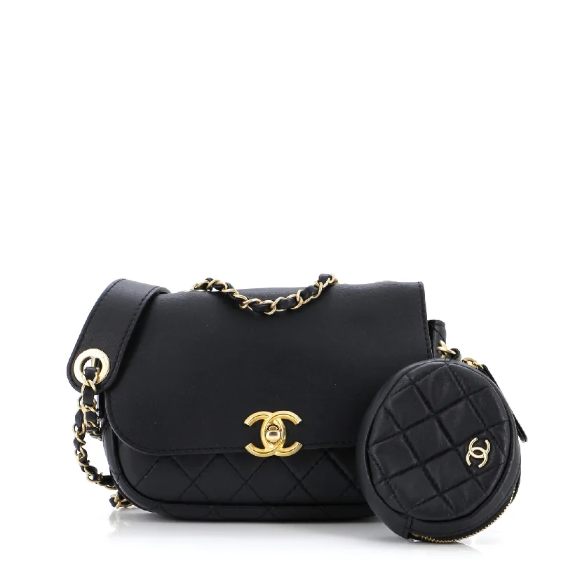 Stylish Christian Dior shoulder bags with a tassel - adorned zipperMulti Pouching Flap Bag with Coin Purse Quilted Calfskin