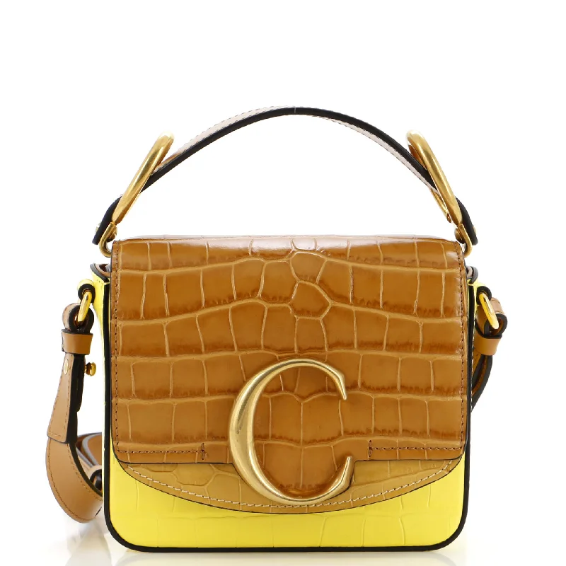 Christian Dior handbags with a back - pocket for quick storageC Flap Bag Crocodile Embossed Leather Mini