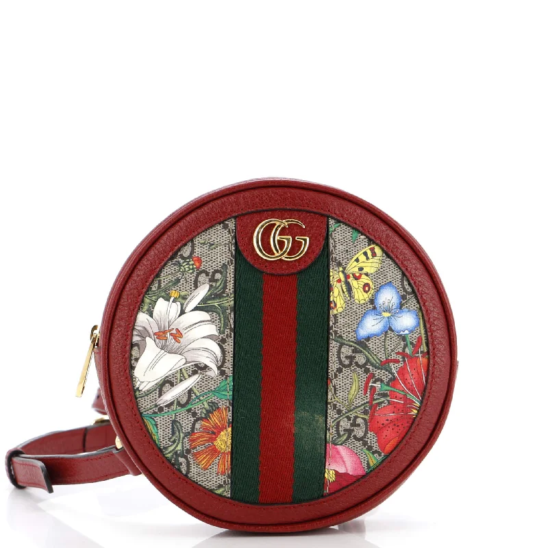 Stylish Christian Dior shoulder bags with a tassel - adorned zipperOphidia Round Backpack Flora GG Coated Canvas Mini