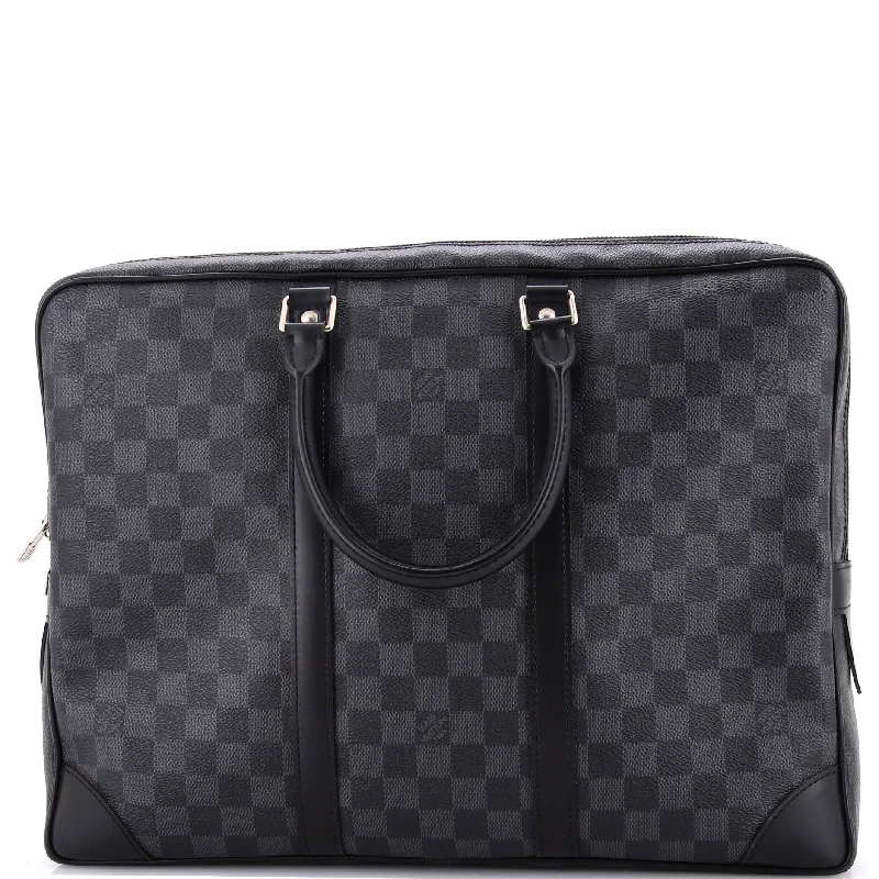 Christian Dior bags with a side - pocket for holding a water bottlePorte-Documents Voyage Briefcase Damier Graphite