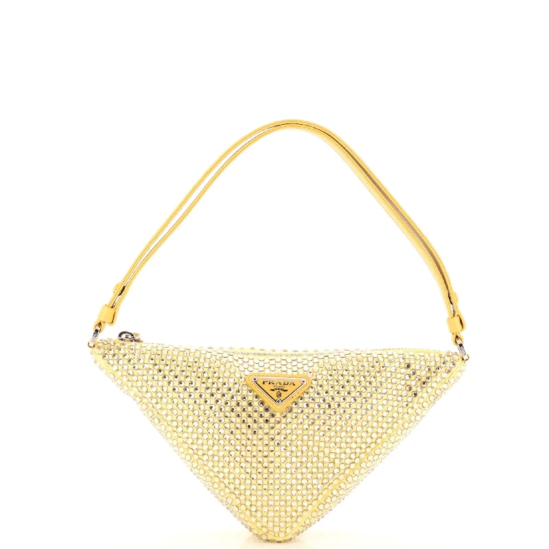 Christian Dior handbags with a removable shoulder strap for versatilityTriangle Top Handle Pouch Bag Crystal Embellished Satin Mini