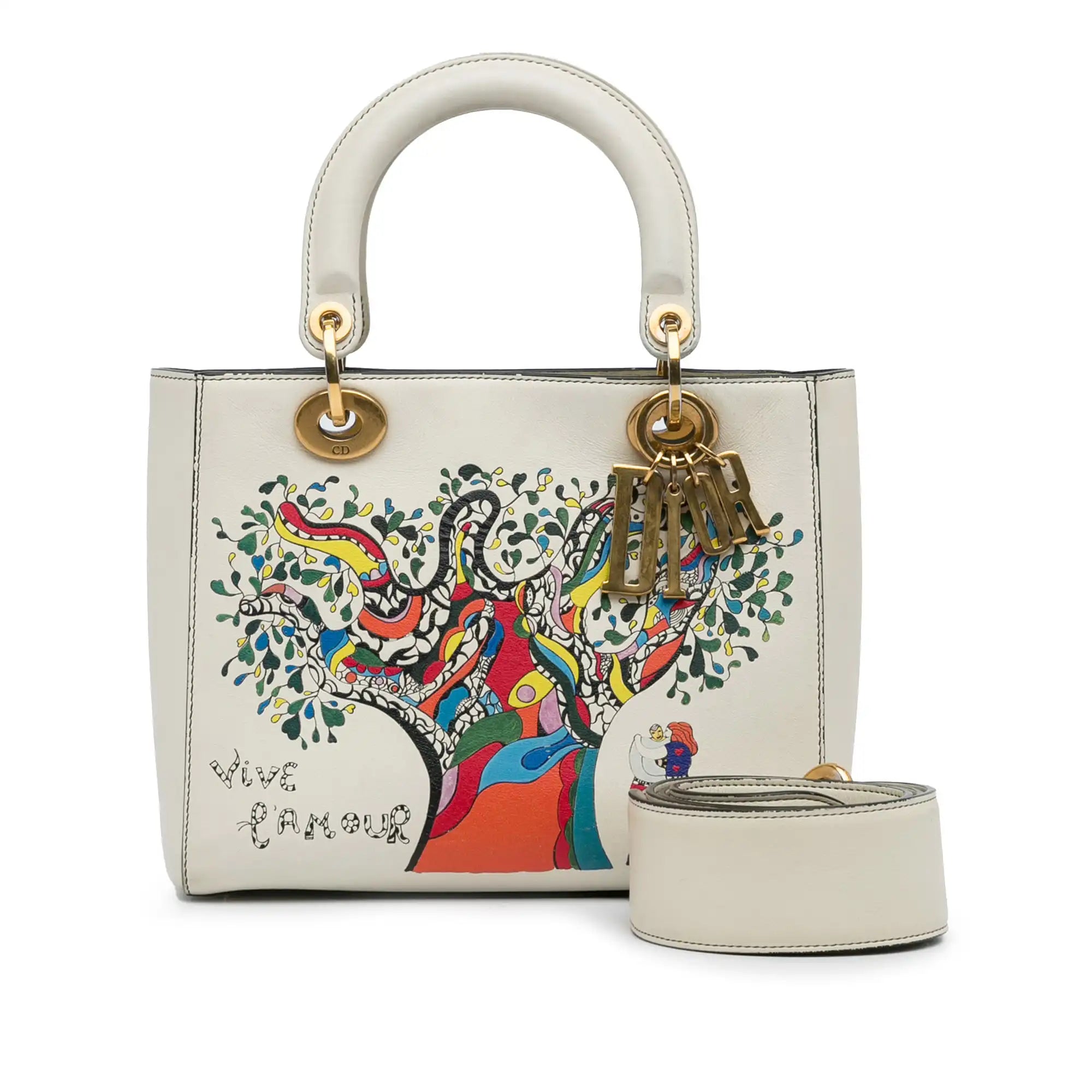 Christian Dior tote bags with a double - handle and shoulder - strap optionDior x Niki de Saint Phalle Lady Dior Medium White