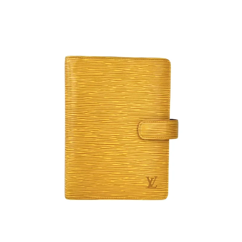 Louis Vuitton bags with a detachable mirror inside for on - the - go touch - upsLouis Vuitton Yellow Epi Leather Agenda